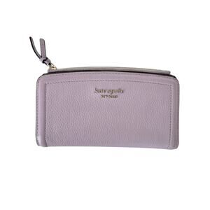 Kate Spade Knott Pebble Leather Zip Slim Bifold Wallet Violet Mist Lilac